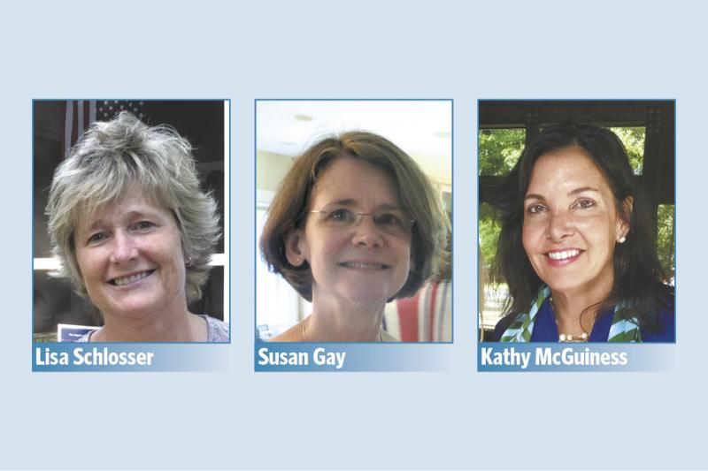 Rehoboth Beach voters will head to the polls Saturday, Aug. 12 to choose between three candidates for two commissioner seats. The choices are (l-r) Lisa Schlosser, Susan Gay and incumbent Kathy McGuiness. RYAN MAVITY PHOTOS